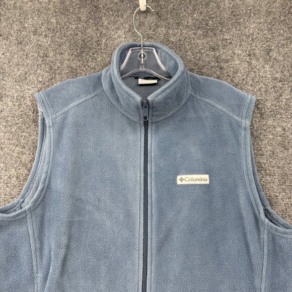 Columbia Mens Full-Zip Fleece Vest M Blue Sleeveless Lightweight Casual Hiking - Picture 2 of 10